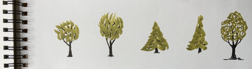 doodled trees in marker