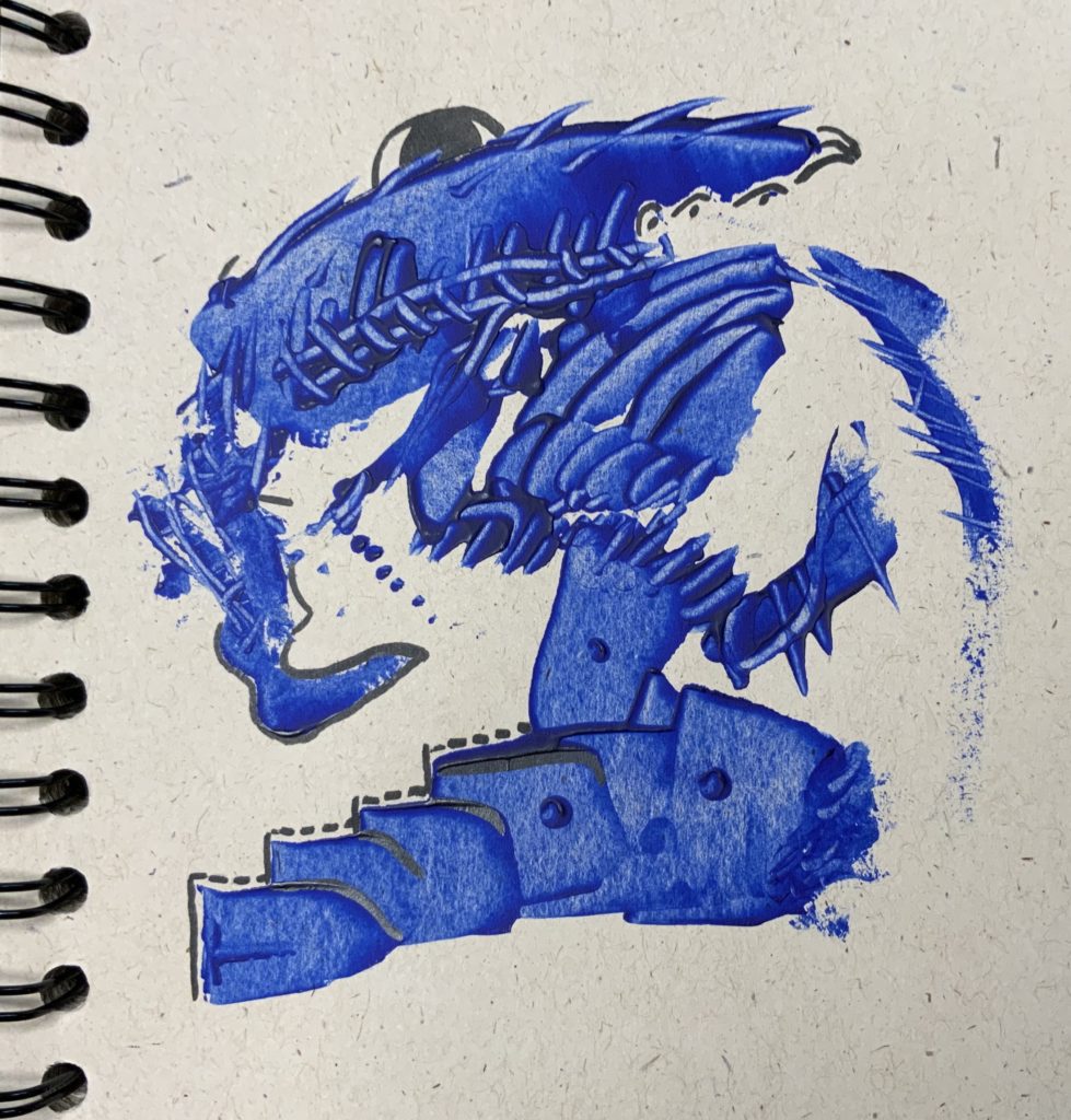 angry blue paint doodle