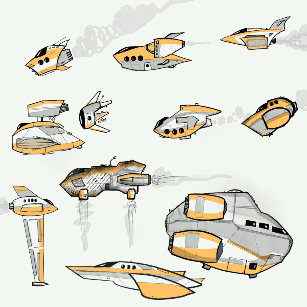 2 dimensional spaceships doodle