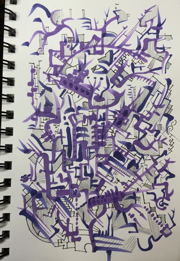 random doodles with marker and pencil