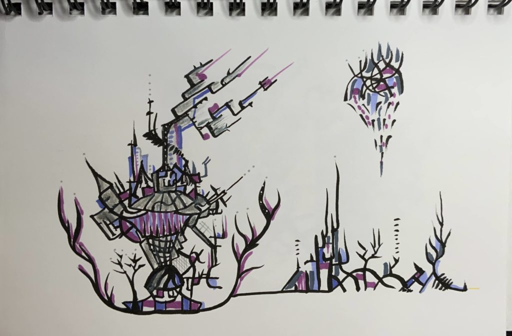 random root-like doodles