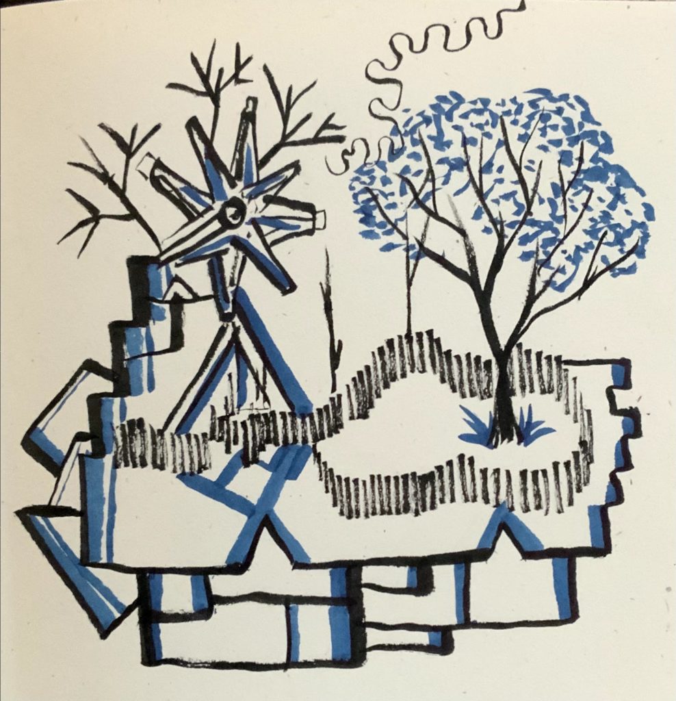 random marker and pen doodle of a tree