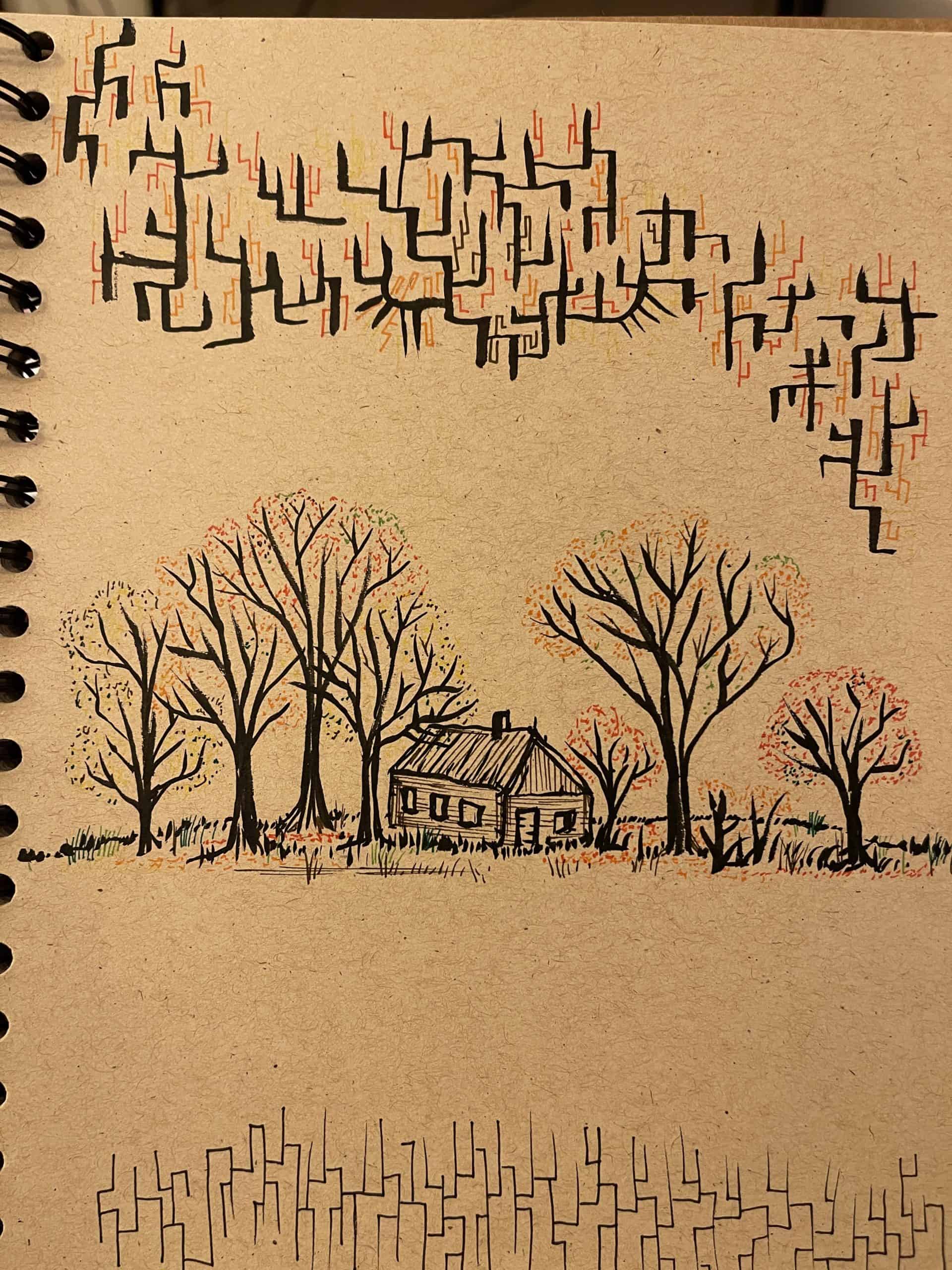 marker doodle of a house